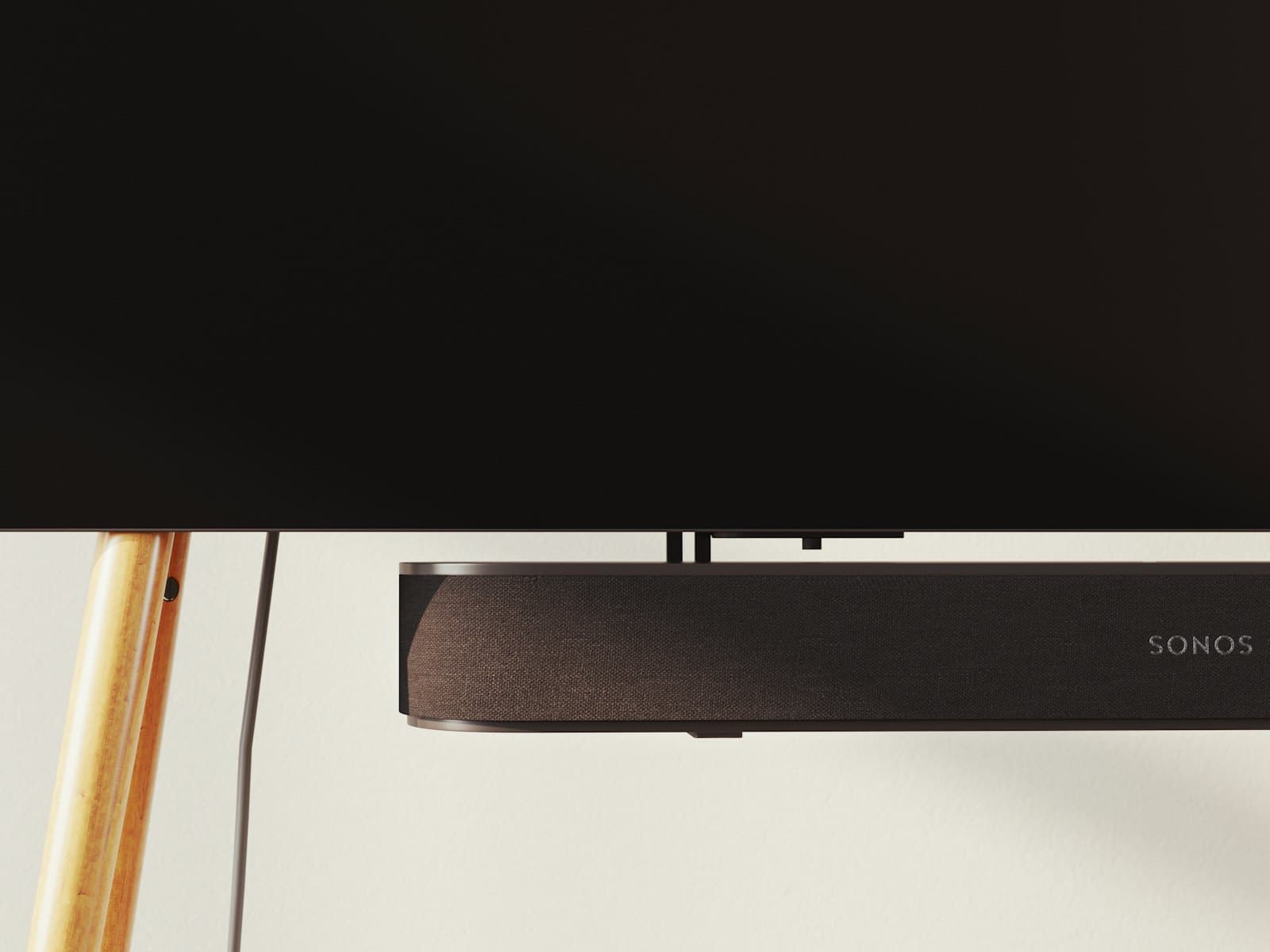Aurea Sono S200 soundbar with its subwoofer, grey fabric finish